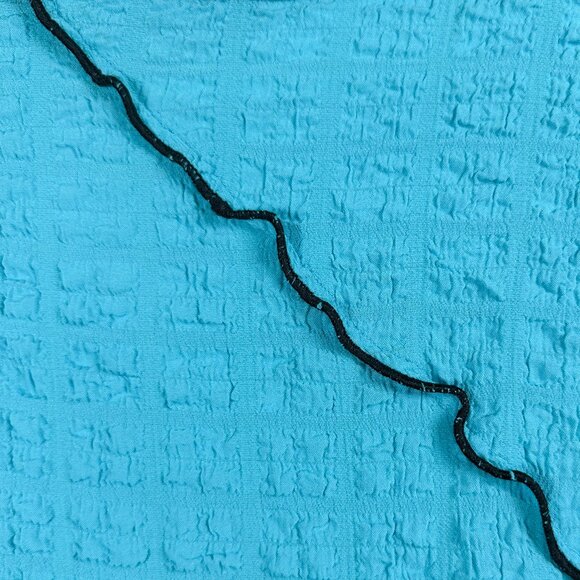 Ali Miles Plus 1X Turquoise Contrast Stitch Tunic Top 3/4 Sleeve Wrinkle Free - Picture 9 of 9